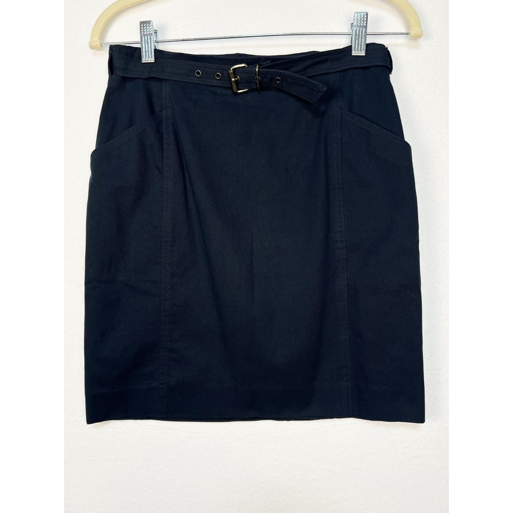 BURBERRY'S VINTAGE 80's-90's Navy Mini Wrap Skirt Size 10‎ 100% Cotton Pockets